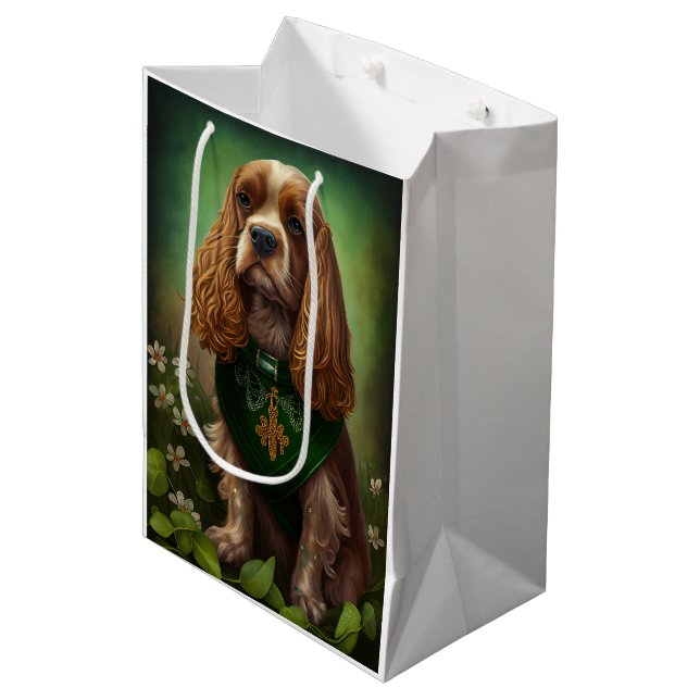 Cocker Spaniel Hund i St. Patrick's Day Klänning (Framsidan Vinklad)