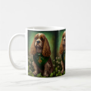 Cocker Spaniel Hund i St. Patrick's Day Klänning Kaffemugg