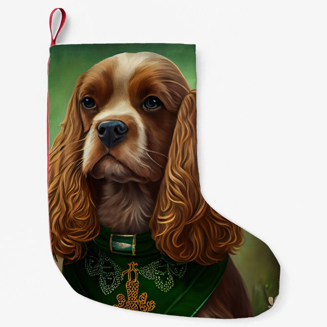 Cocker Spaniel Hund i St. Patrick's Day Klänning Liten Julstrumpa (Framsidan)