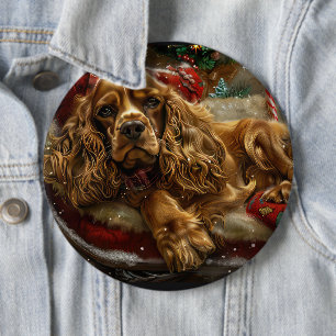 Cocker Spaniel Hund Jul Festlig Knapp