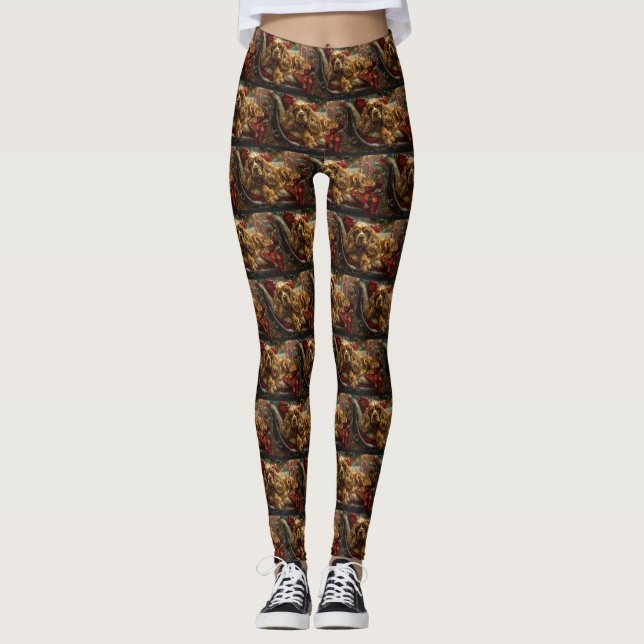 Cocker Spaniel Hund Jul Festlig Leggings (Framsida)