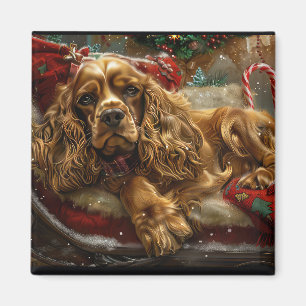 Cocker Spaniel Hund Jul Festlig Magnet