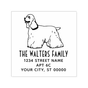 Cocker Spaniel Hund Linje Konst Namn Returadress Självfärgande Stämpel