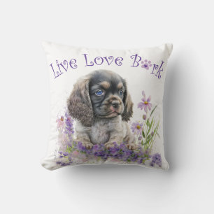 Cocker Spaniel Hund Mamma Blommig Kudde