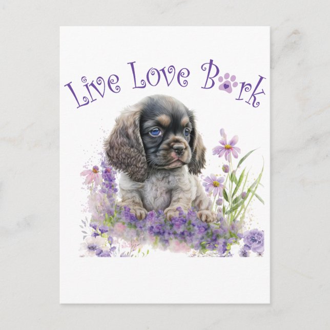 Cocker Spaniel Hund Mamma Blommig Vykort (Framsida)