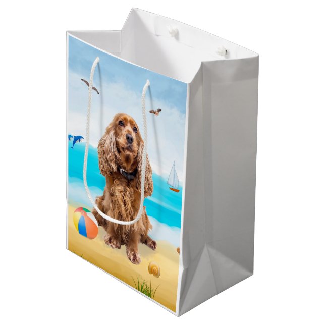 Cocker Spaniel Hund på Strand (Framsidan Vinklad)