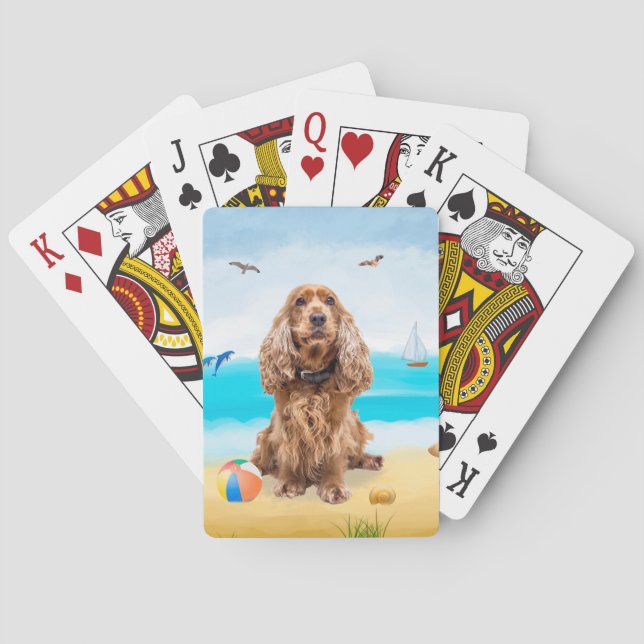 Cocker Spaniel Hund på Strand Casinokort (Baksidan)