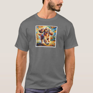 Cocker Spaniel Hund Porträtt Akryl Konsttryck Husd T Shirt