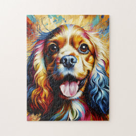 Cocker Spaniel Hund Porträtt Akryl Konsttryck Pussel
