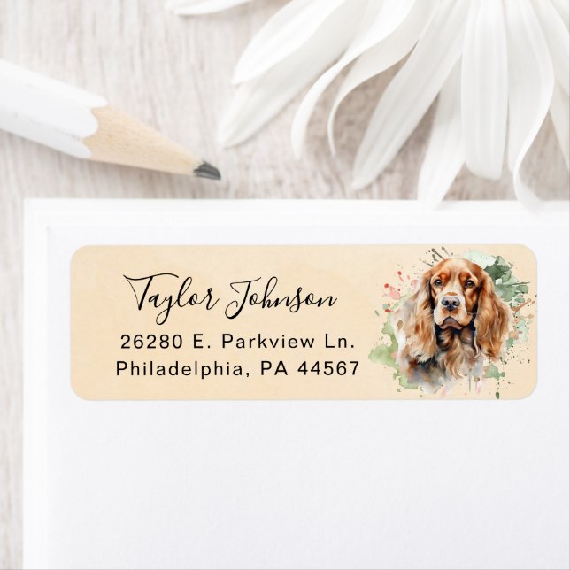 Cocker Spaniel Hund Returadressetikett Returadress Etikett (Insitu)