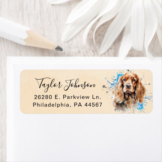 Cocker Spaniel Hund Returadressetikett Returadress Etikett (Insitu)