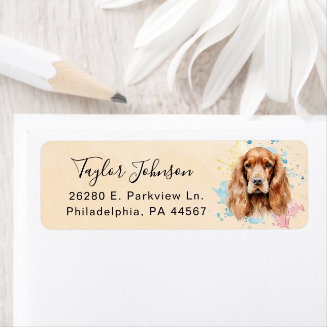 Cocker Spaniel Hund Returadressetikett Returadress Etikett (Insitu)