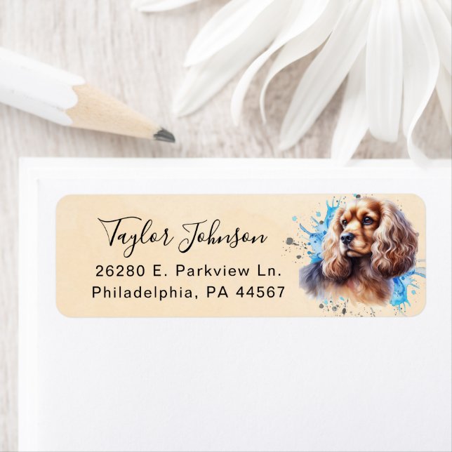 Cocker Spaniel Hund Returadressetikett Returadress Etikett (Insitu)