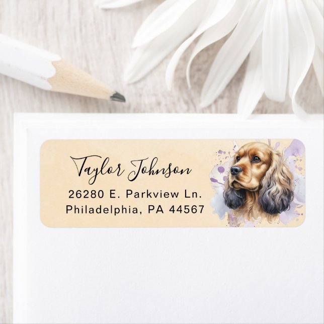 Cocker Spaniel Hund Returadressetikett Returadress Etikett (Insitu)