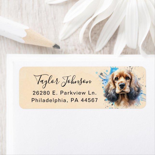 Cocker Spaniel Hund Returadressetikett Returadress Etikett (Insitu)
