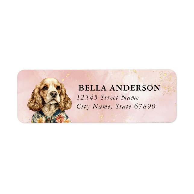 Cocker Spaniel Hund Returadressetiketter Returadress Etikett (Framsidan)