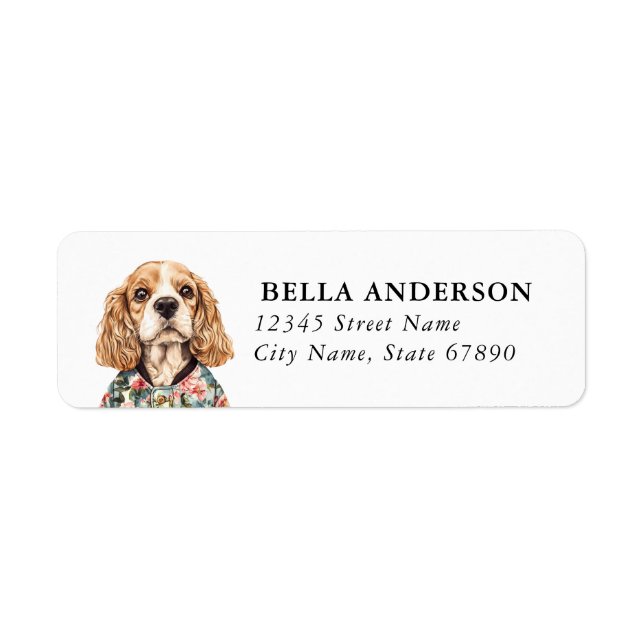 Cocker Spaniel Hund Returadressetiketter Returadress Etikett (Framsidan)