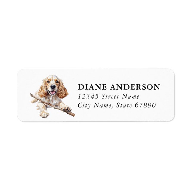 Cocker Spaniel Hund Returadressetiketter Returadress Etikett (Framsidan)