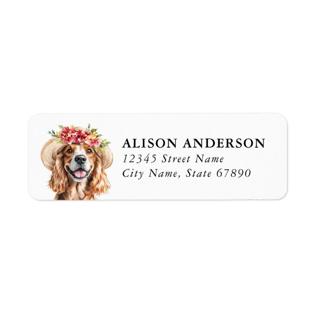 Cocker Spaniel Hund Returadressetiketter Returadress Etikett (Framsidan)