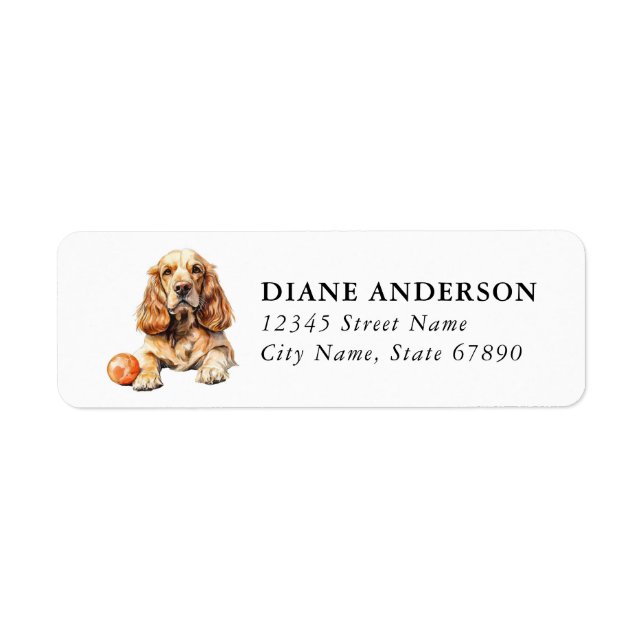 Cocker Spaniel Hund Returadressetiketter Returadress Etikett (Framsidan)