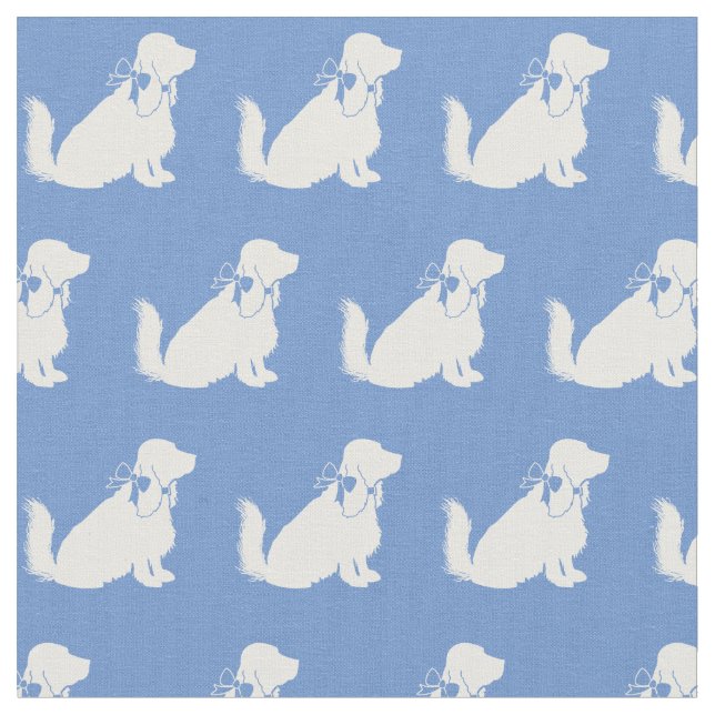 Cocker Spaniel Hund Silhuett Husdjur Ljusblå Tyg (Närbild)
