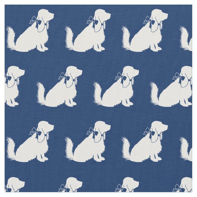 Cocker Spaniel Hund Silhuett Husdjur Marinblå Tyg (Närbild)