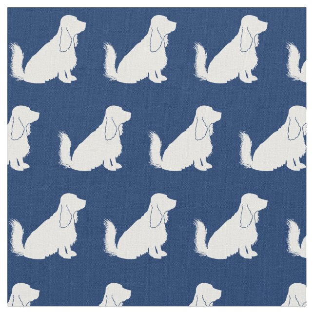 Cocker Spaniel Hund Silhuett Husdjur Marinblå Tyg (Närbild)