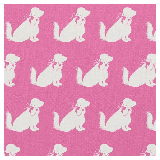 Cocker Spaniel Hund Silhuett Husdjur Rosa Tyg (Närbild)