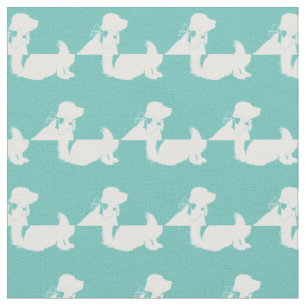 Cocker Spaniel Hund Silhuett Husdjur Teal Tyg