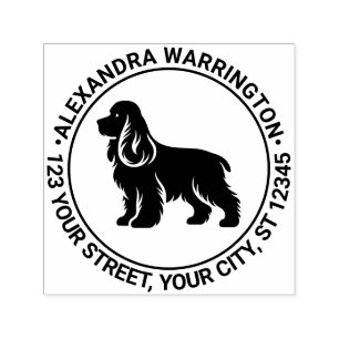 Cocker Spaniel Hund Stående Sil Namn Returadress Självfärgande Stämpel