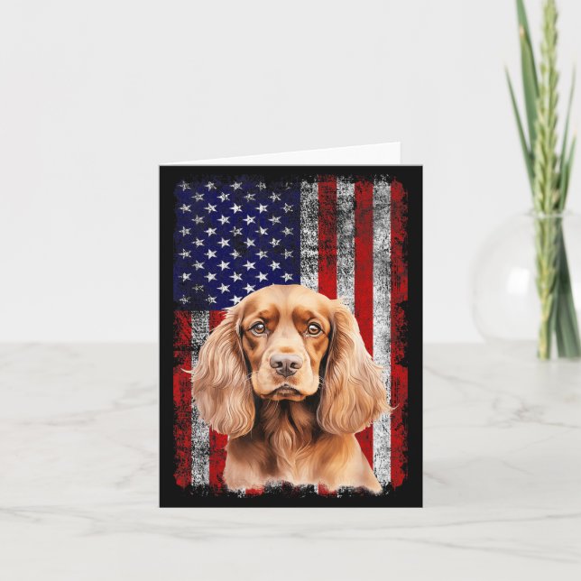 Cocker Spaniel Hundälskare USA Flagga 4:e Juli Kort (Framsida)