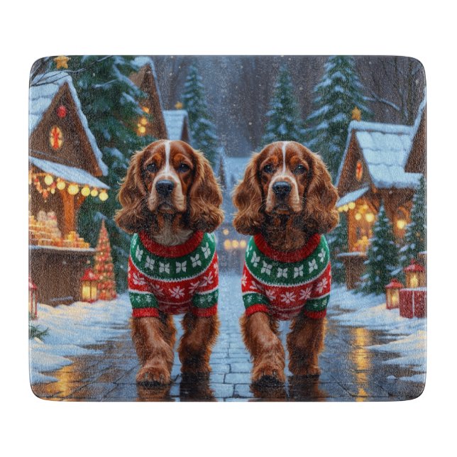 Cocker Spaniel Hundar Jul Snö Högtid (Framsidan)