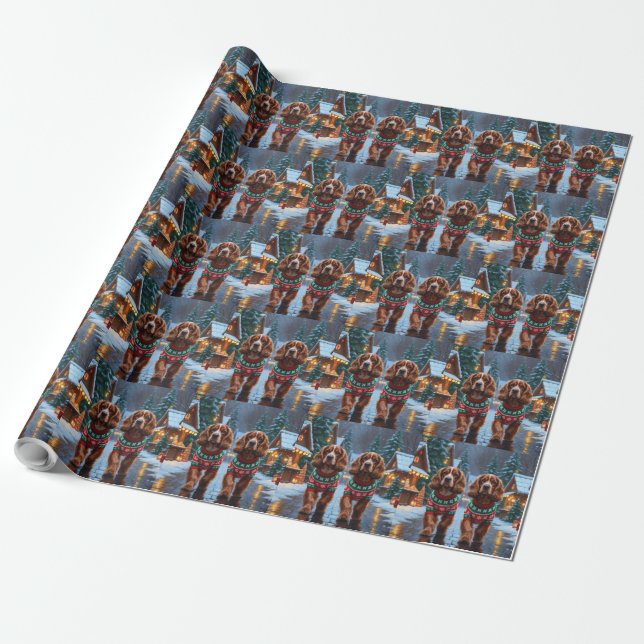 Cocker Spaniel Hundar Jul Snö Högtid Presentpapper (Utrullad)