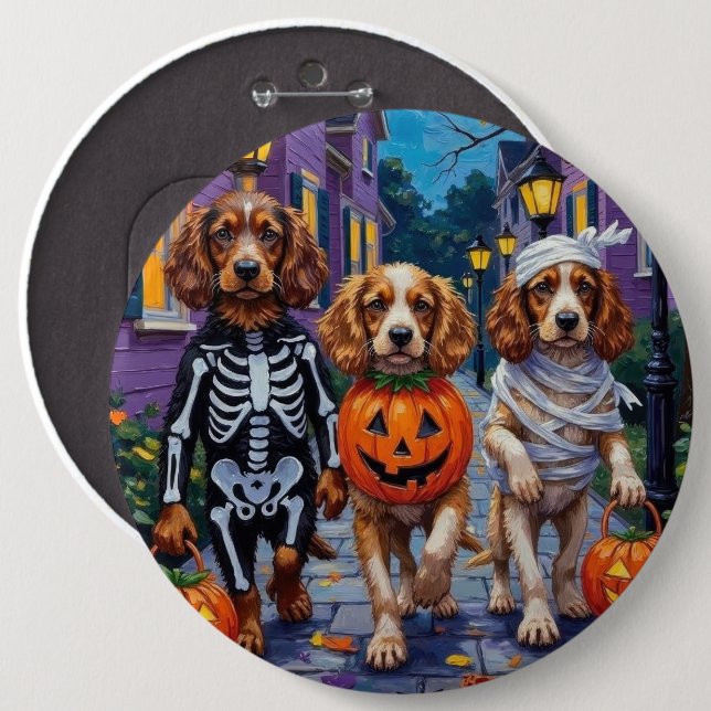 Cocker Spaniel Hundar som går på Halloweentrick-or Knapp (Framsida & baksida)