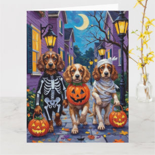 Cocker Spaniel Hundar som går på Halloweentrick-or Kort