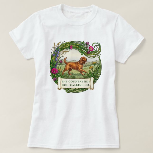 Cocker Spaniel Hundpromenerare Anpassad logotyp T- T Shirt (Design framsida)