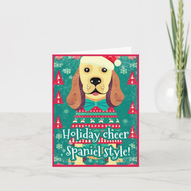 Cocker Spaniel i ful jultröja Glad jul Helgkort (Framsida)