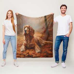 Cocker Spaniel i höstlöv Fall Inspire Fleecefilt