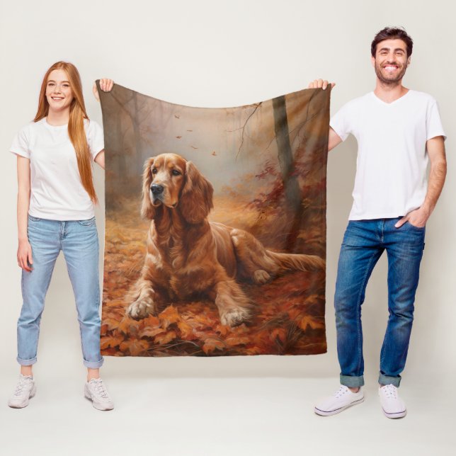 Cocker Spaniel i höstlöv Fall Inspire Fleecefilt (På plats)