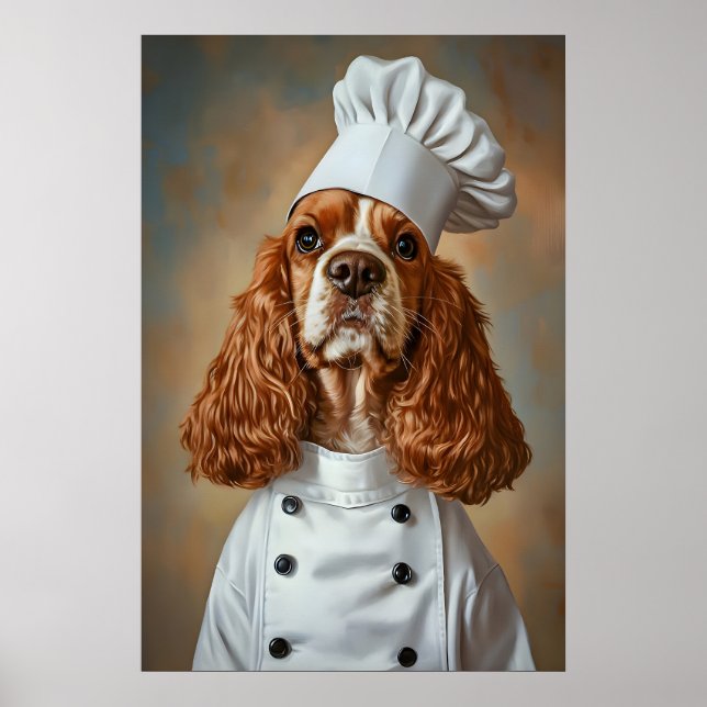 Cocker Spaniel i kockhatt affisch, husdjur affisch (Framsidan)