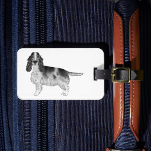 Cocker Spaniel i svart och vitt & anpassad text Bagagebricka