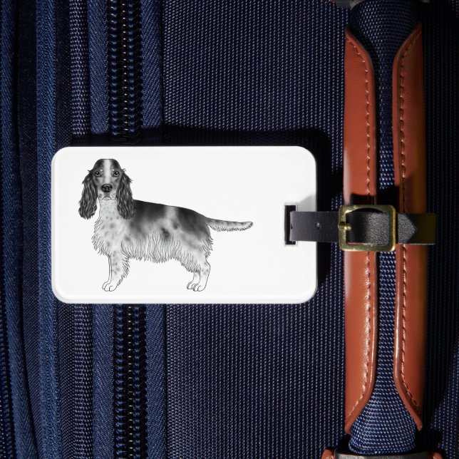 Cocker Spaniel i svart och vitt & anpassad text Bagagebricka (Framsida Insitu 4)