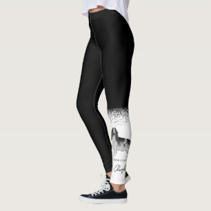 Cocker Spaniel i svart och vitt & Anpassad text Leggings