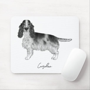 Cocker Spaniel i svart och vitt & Anpassad text Musmatta