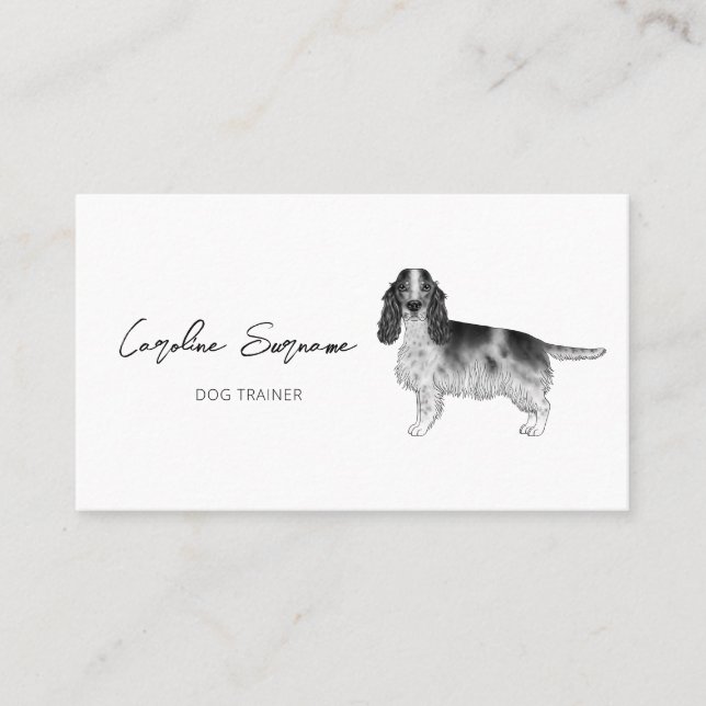 Cocker Spaniel i svart och vitt & Anpassad text Visitkort (Framsida)