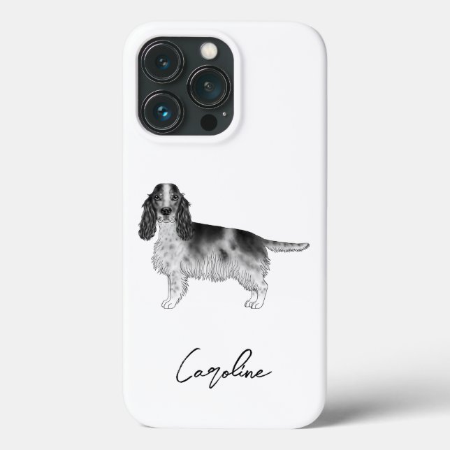 Cocker Spaniel i svart och vitt & anpassat namn (Baksida)