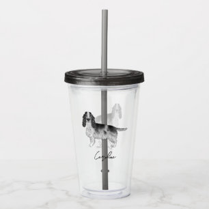 Cocker Spaniel i svart och vitt & anpassat namn Take Away Mugg