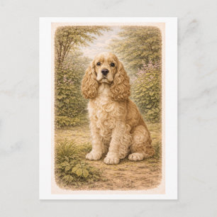 Cocker Spaniel i vintage-stil Vykort