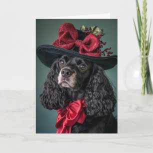Cocker Spaniel Jul Elegant Viktoriansk Hund Helgkort