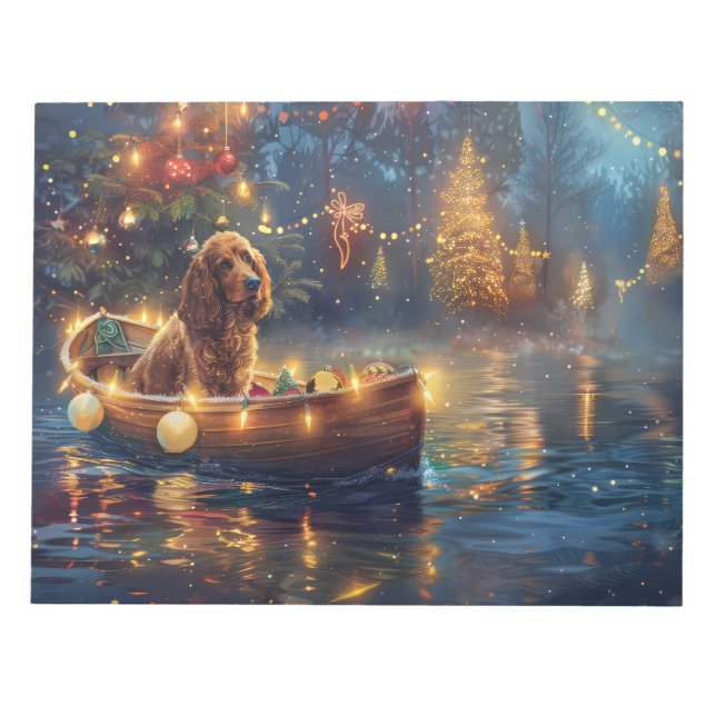 Cocker Spaniel Jul Festlig resa Anteckningsblock (Framsida)